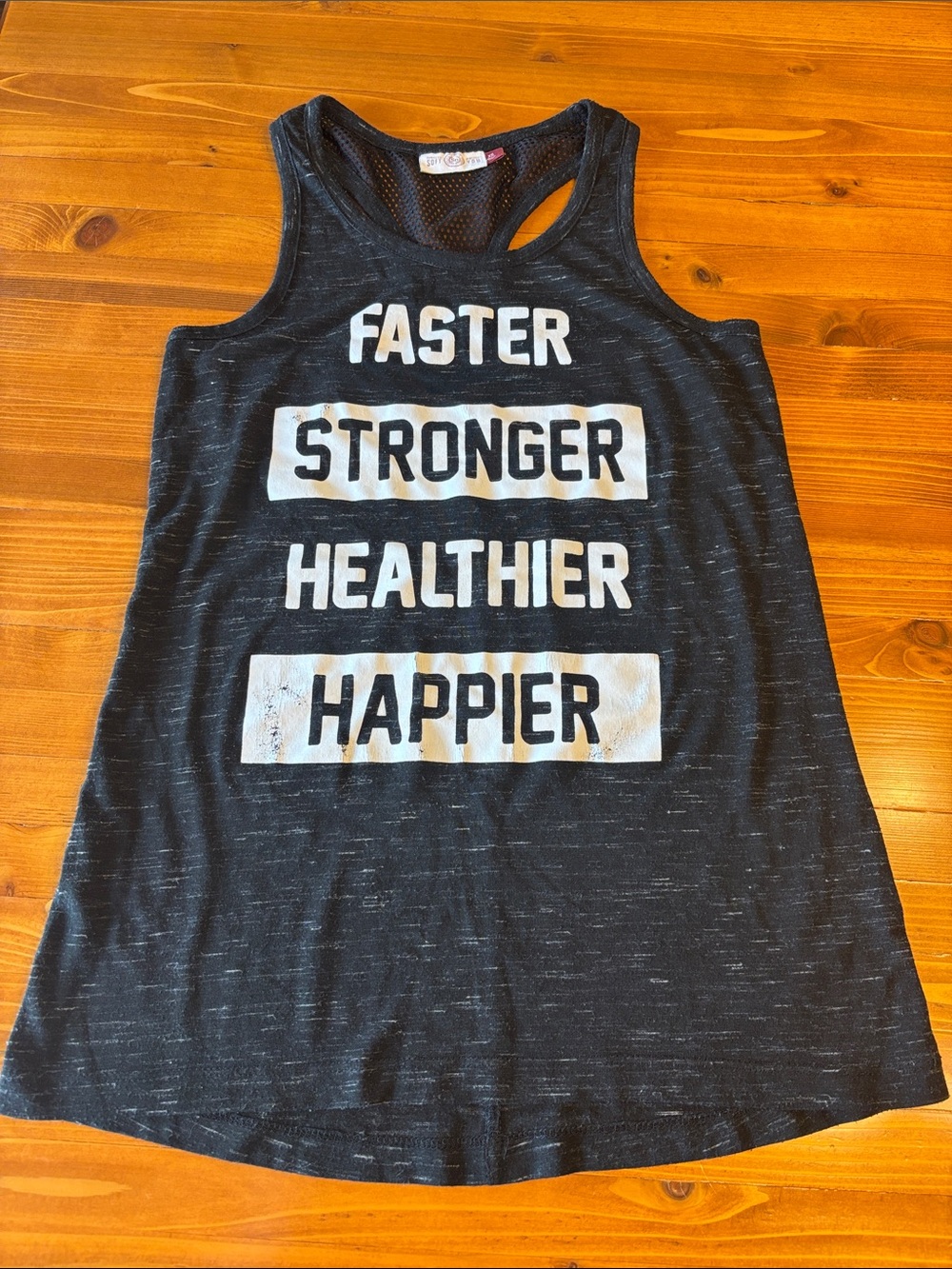 SO Black Racerback Tank with White Motivational Print